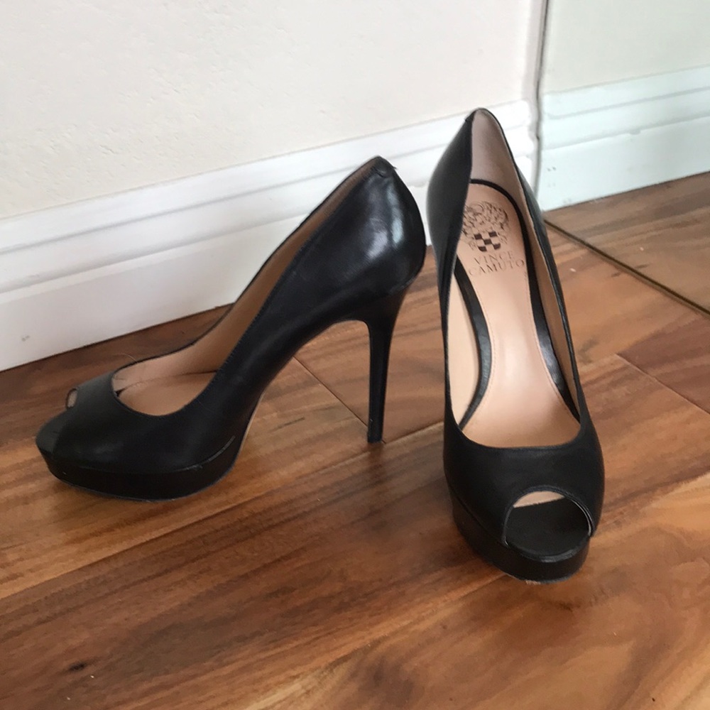 Vince Camuto open toe classic leather high heels